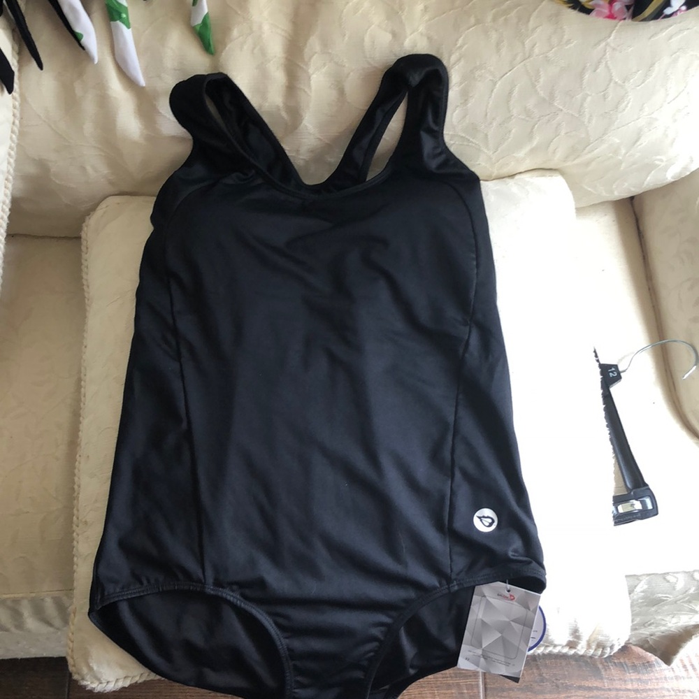 Black one piece bathing suit
